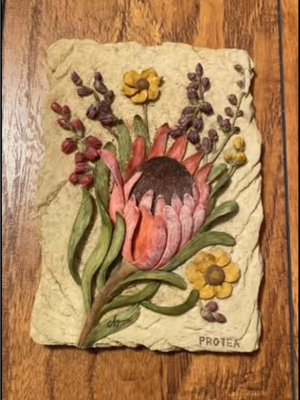 Vintage Cheri Blum Botanical Resin Wall Hanging Plaques 4.5 x 6.25